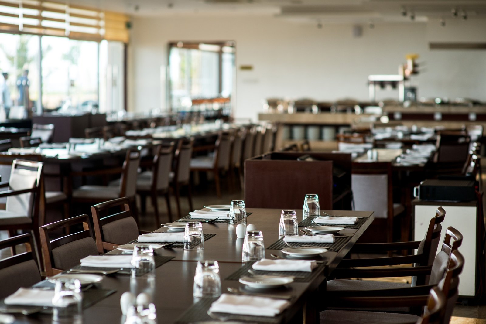 empty restaurant with served tables for catering
